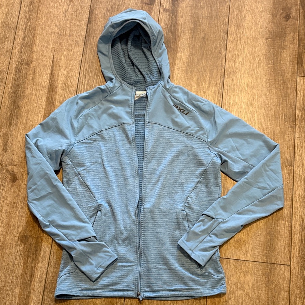Blue Hooded Zip-Up Jacket
